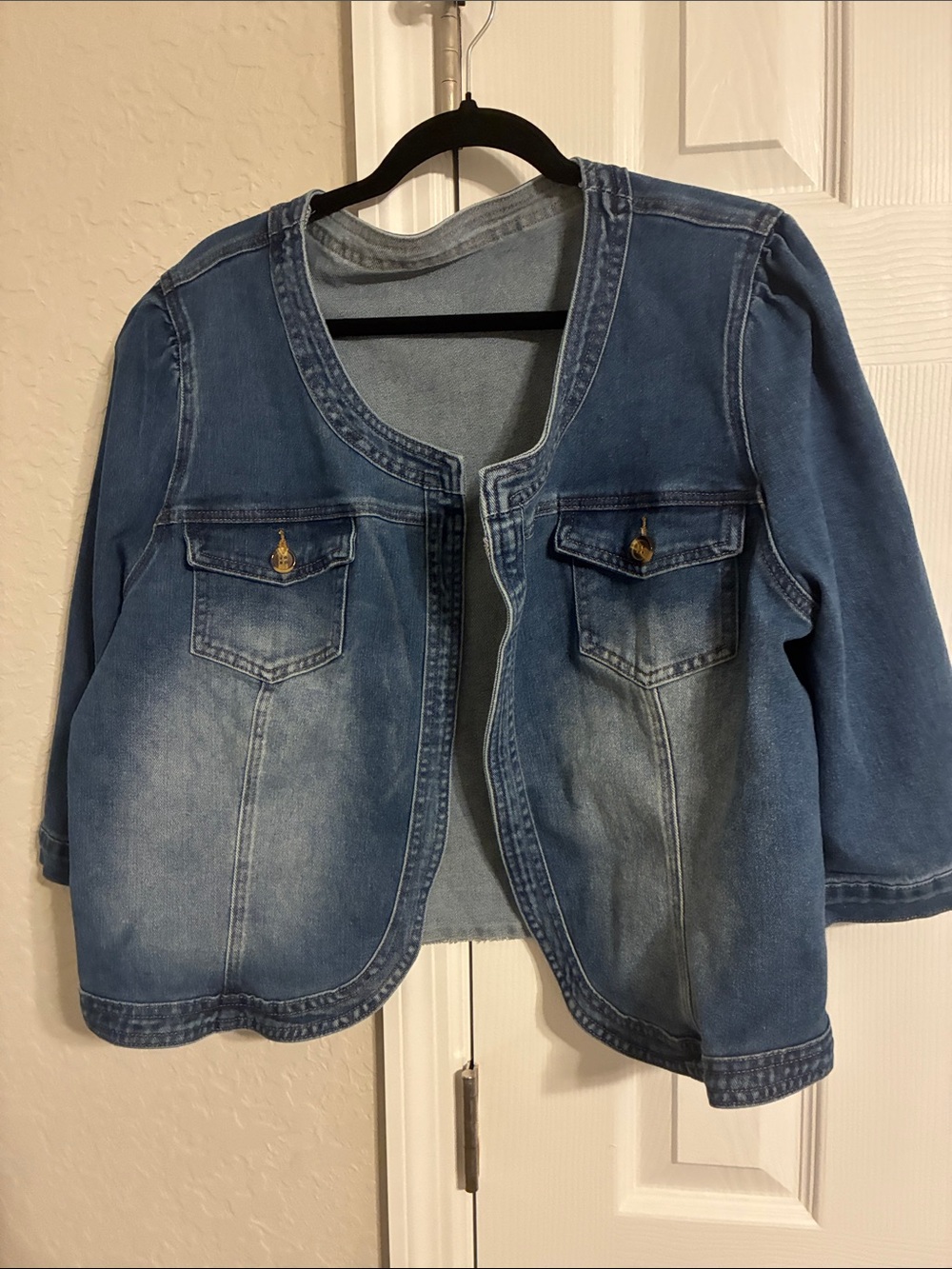 Women’s Light Blue Denim Open-Front Jean Jacket